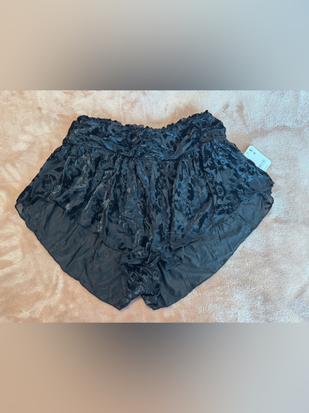 NWT Intimately Free People Black Velvet Print Micro Shorts, Size M